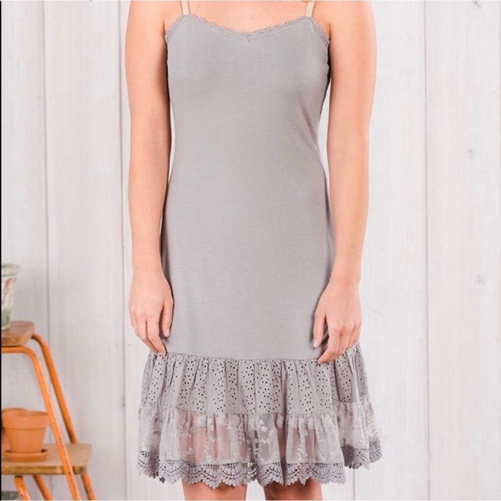 Matilda Jane RARE! “After the Rain” Dress Extender Gray M Medium Like New Eyelet